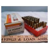 Winchester 22 Hornet 45gr SP Ammo 37rds / 7 Brass