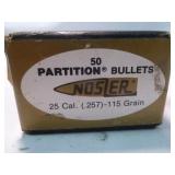 Nosler Partition 25 Cal (.257) 115gr SP Bullets