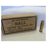 Federal Military 38 Special M41 Ball FMJ Ammo 50rd