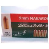 S&B 9mm Makarov (9X18) 95gr FMJ Ammunition 50rd