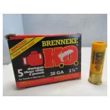 Brenneke 20ga 2 3/4" Shotgun Slug Ammunition 5rd