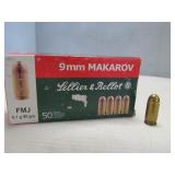 Sellier & Bellot 9X18 Makarov 95gr FMJ Ammunition