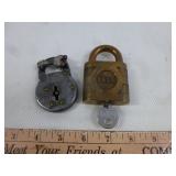 2pc Antique Locks with Keys - Onion & Yale
