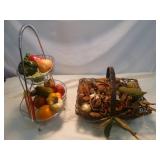 Faux Fruit & Foliage Display Stand & Basket