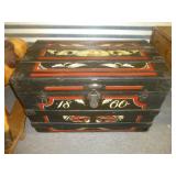Hand Painted Antique Wood Seaman's Trunk