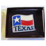 Texas Enamel Metal Belt Buckle - NOS In Box