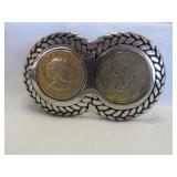 Double Susan B Anthony $1 Coins Belt Buckle