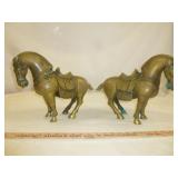 Pair of Vintage Solid Brass Chinese Tang Horses