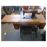 Antique Singer Treadle Sewing Machine & Cabinet