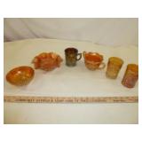 6pc Vintage Iridescent Carnival Glass