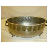 Vintage Hammered Metal & Brass Footed Center Bowl