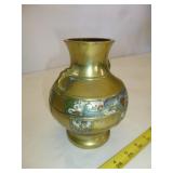 Vintage Japanese Brass Champlevï¿½ Enamel Vase