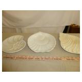 3pc Vintage Sea Shell Ceramic Serving Plates