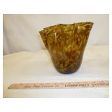 Murano Style Leopard Tortoise Shell Glass Vase