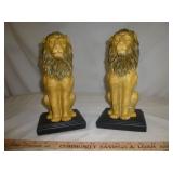 Pair of Vintage Hollow Resin Lion Flanking Statues