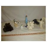 6pc Ceramic & Porcelain Dog & Animal Figures