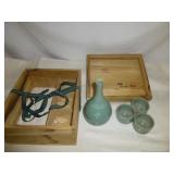 Vintage Japanese Sake Set in Wood Gift Box
