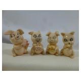4pc Ceramic Vintage Mini Pigs