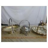 Silver Plate Mechanical Butter Dish & Baskets