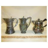 3pc Vintage Silver Plate Water Pitchers Milk Jugs