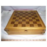 Wood Game Box - Chess, Checkers, Cards, Dice