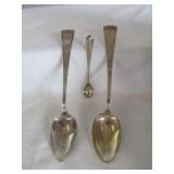 3pc Sterling Silver Spoons Salt & 1909 Tea Spoons