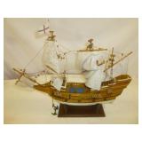 Vintage Wood Mayflower II Ship Model & Stand