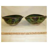 Pair of Vintage Patamban Red Ware Pottery Bowls