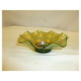 Northwood Green & Marigold Carnival Glass Bowl