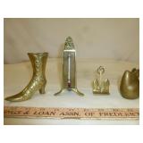 4pc Vintage Brass Thermometer, Anchor, Mouse, Boot