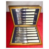 Antique English Silver Plate Fish Cutlery Set