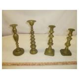 Vintage Heavy Brass Candle Sticks - Pair & Singles
