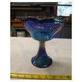 Indiana Glass Blue Iridescent Carnival Compote