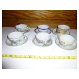 Vintage Porcelain Tea Cups & Saucers - 6 Sets