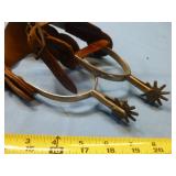 Pair of Vintage Western Spurs w/ Leather Yokes