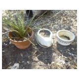 3pc Clay Ceramic Bunny Planter & Planter Pots