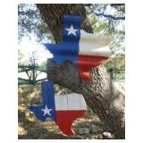2pc Texas Hand Painted Wood & Corrugated Metal