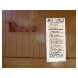 2pc Wall Art - Family Wood Shutter & Metal "Peace"