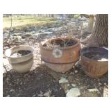 3pc Large Size Ceramic & Molded Planter Pots