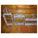 Set of 3 Distressed Metal Ornate Wall Shelves