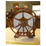 Antique Cast Iron Fire Hose Reel w/ Hose & Nozzle
