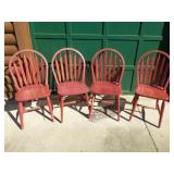 Set of 4 Solid Wood Fan Back Dining Chairs
