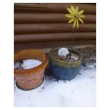 2pc Large Size Ceramic Planter Pots & Yard Art