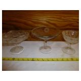 3pc Vintage Glass & Crystal Compotes