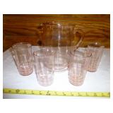 Macbeth Evans Pink Depression Glass Pitcher Set