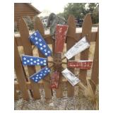 Barn Wood & Iron USA Windmill Garden / Wall Decor