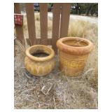 2pc Clay Ceramic Large Planter Pots