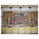 Village Fire House Corrugated Metal Wall Art