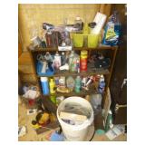 Wood Storage Shelf with Contents