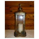 Ornate Glass & Metal Large Candle Carriage Lamp